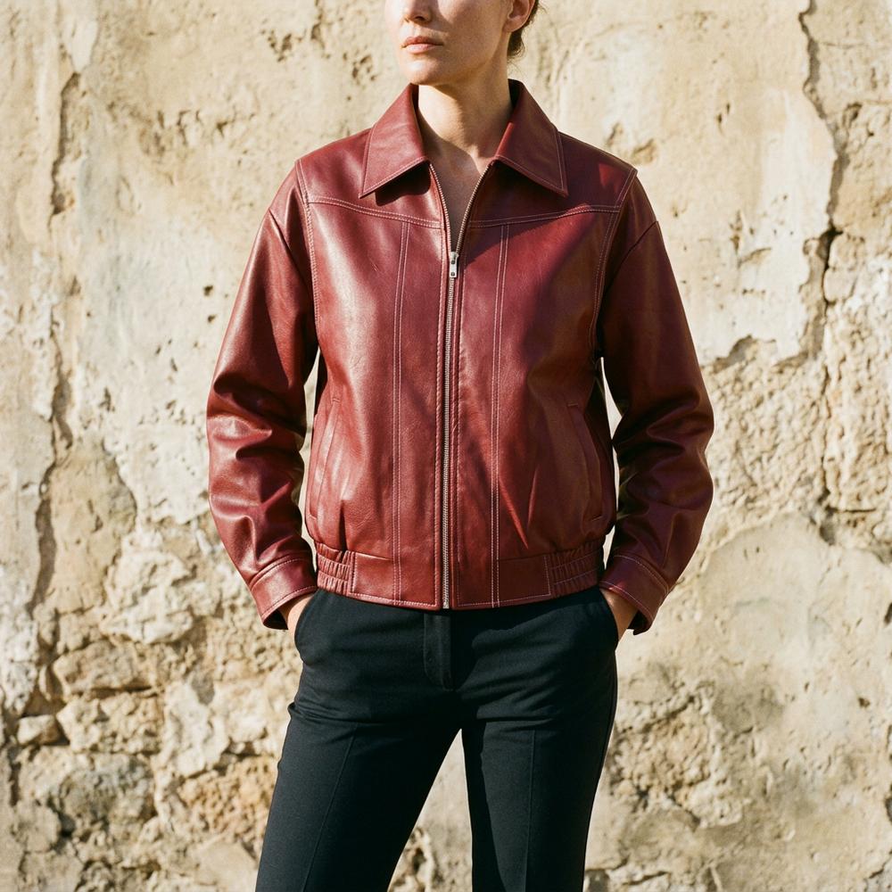 Allsaints Leather - Yomel | Zip-Up Contrast-Stitched Leather Jacket Women