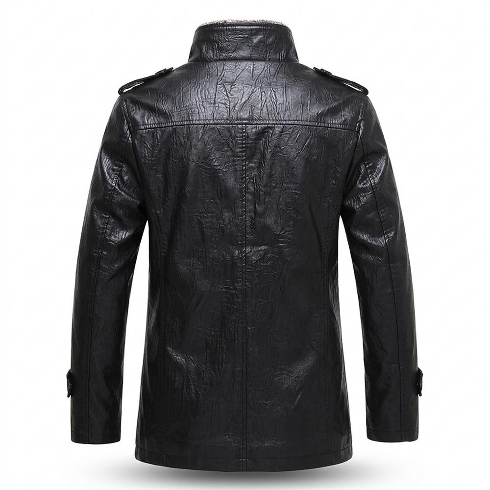Allsaints Leather - Sukot | Fleece-Lined Stand-Collar Leather Jacket Men