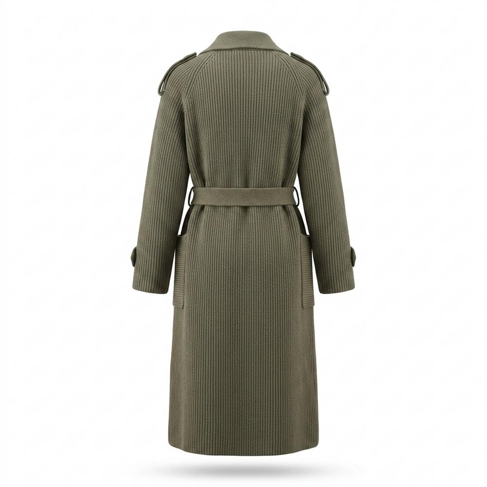 Allsaints Leather - Veven | Rib-Knit Double-Breasted Coat Women