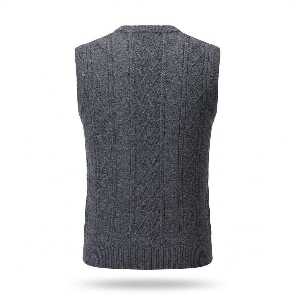 Allsaints Leather - Veken | Cable-Knit V-Neck Vest Men