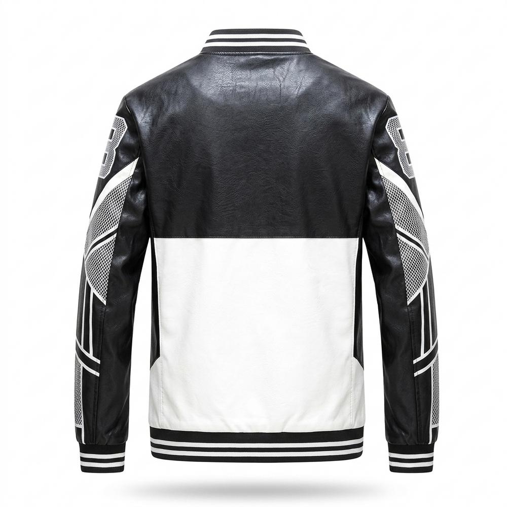 Allsaints Leather - Davan | Color-Blocked Striped Leather Jacket Men