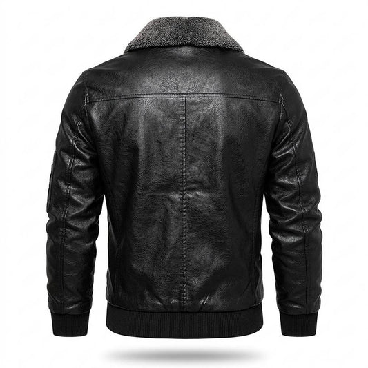 Allsaints Leather - Zamon | Embroidered Shearling-Collar Leather Jacket Men