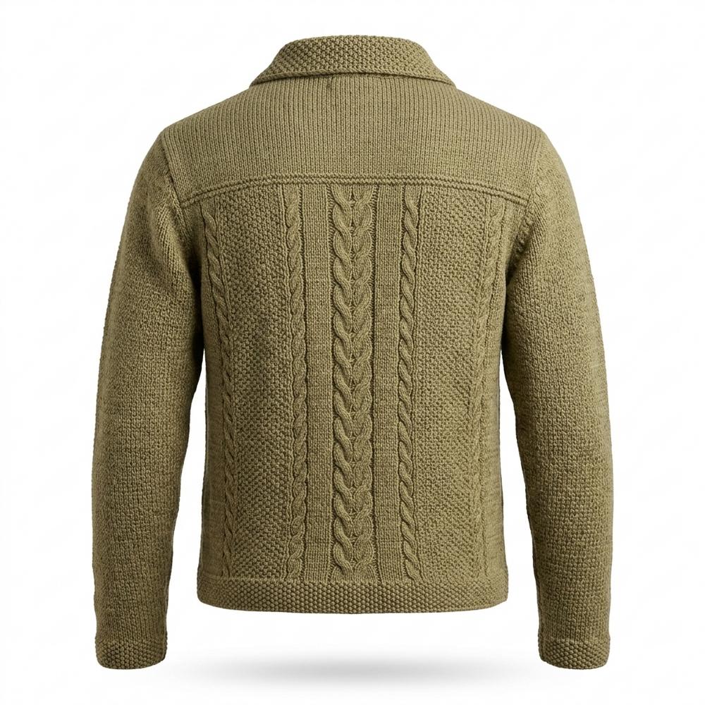 Allsaints Leather - Vaket | Cable-Knit Collared Knit Cardigan Men