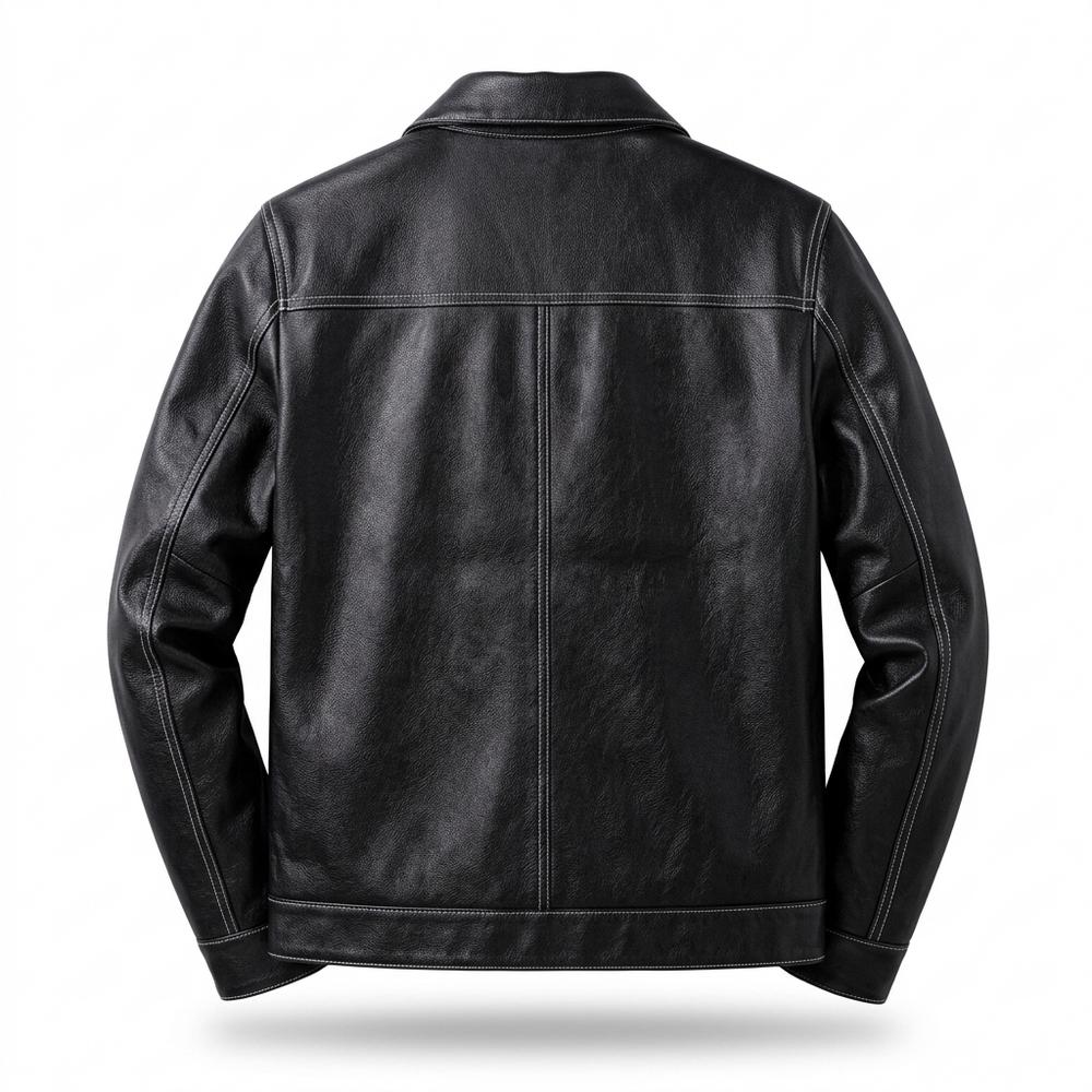 Allsaints Leather - Mihal | Contrast-Stitched Button-Front Leather Jacket Men