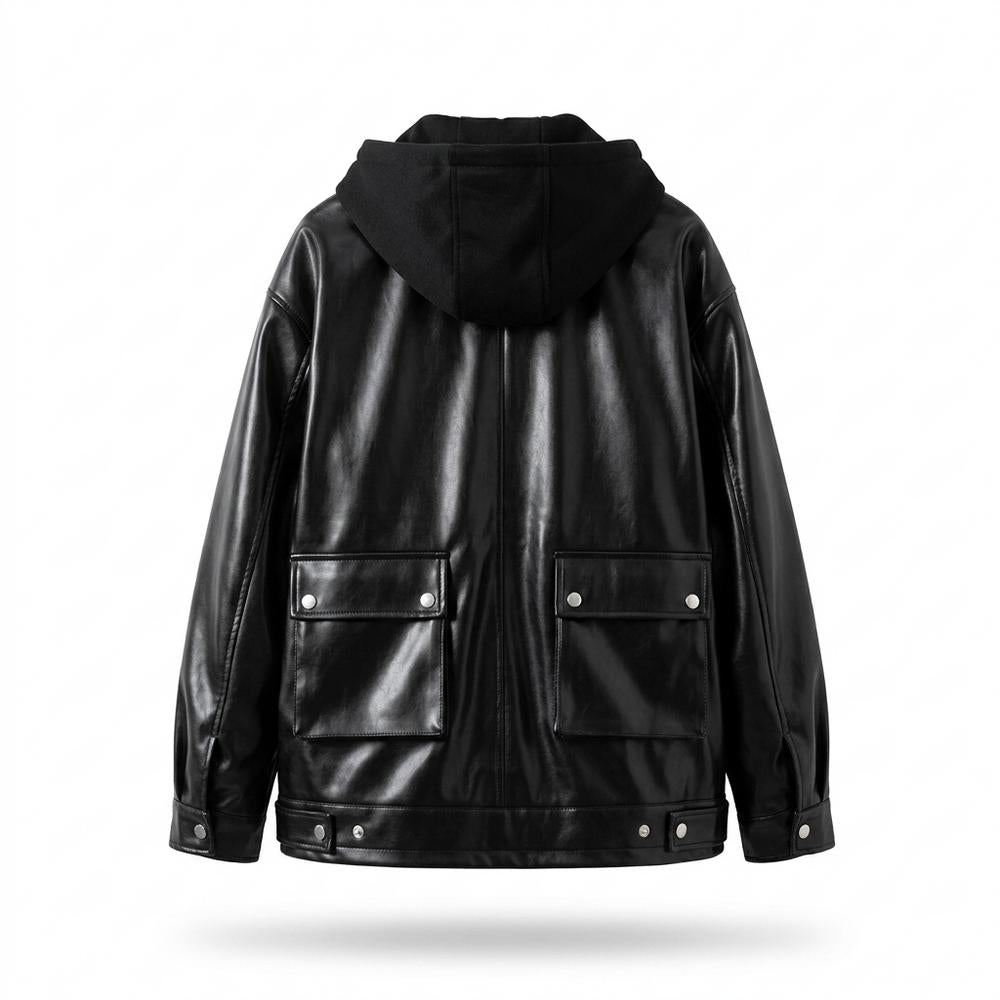 Allsaints Leather - Zaran | Hooded Relaxed-Fit Leather Jacket Men