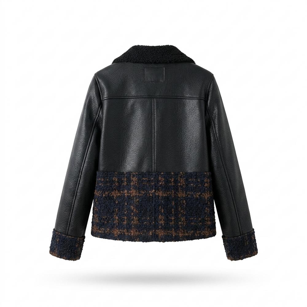Allsaints Leather - Masel | Mixed-Material Double-Breasted Jacket Women