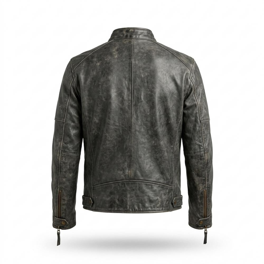 Allsaints Leather - Zemir | Distressed Stand-Collar Leather Jacket Men