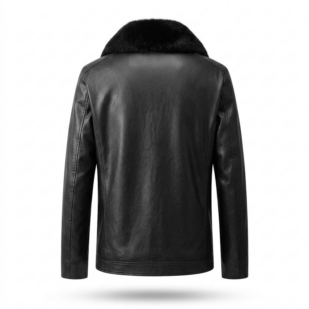 Allsaints Leather - Viken | Fleece-Lined Fur-Collar Leather Jacket Men