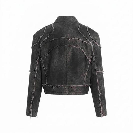 Allsaints Leather - Selom | Deconstructed Cropped Leather Jacket Unisex