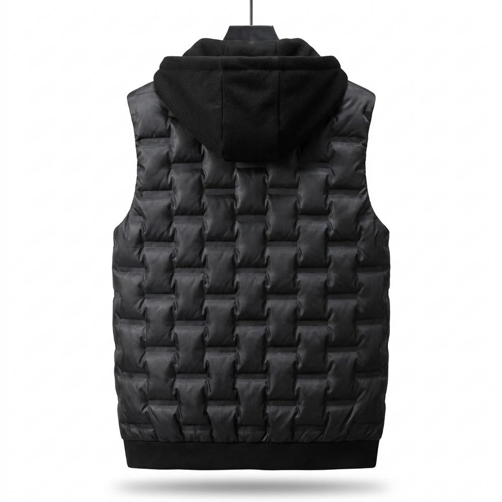 Allsaints Leather - Elver | Quilted Hooded Vest Men