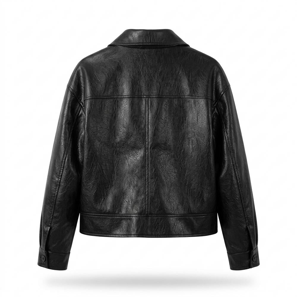 Allsaints Leather - Zanav | Buttoned Cropped Leather Jacket Women