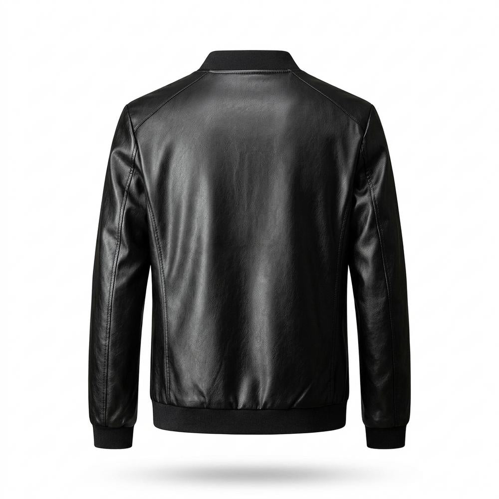 Allsaints Leather - Vipel | Zip-Up Ribbed-Collar Leather Jacket Men