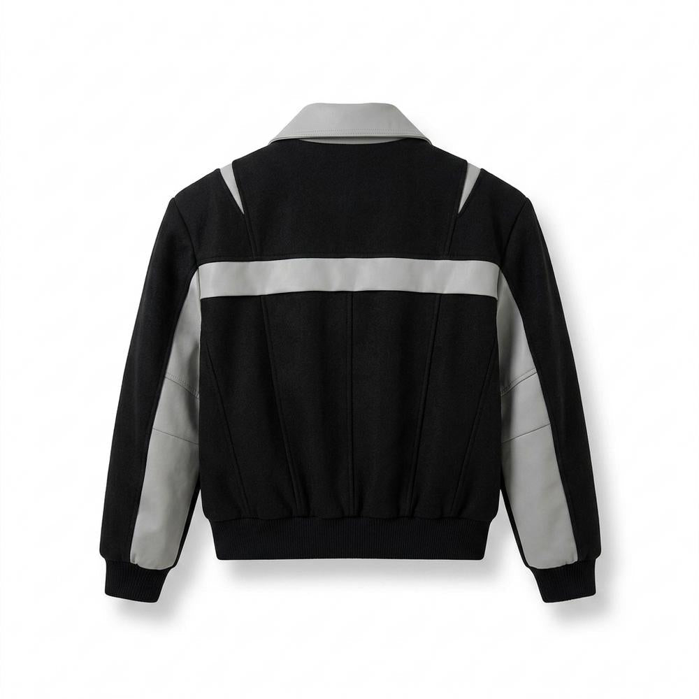 Allsaints Leather - Viran | Color-Block Pleated Jacket Men