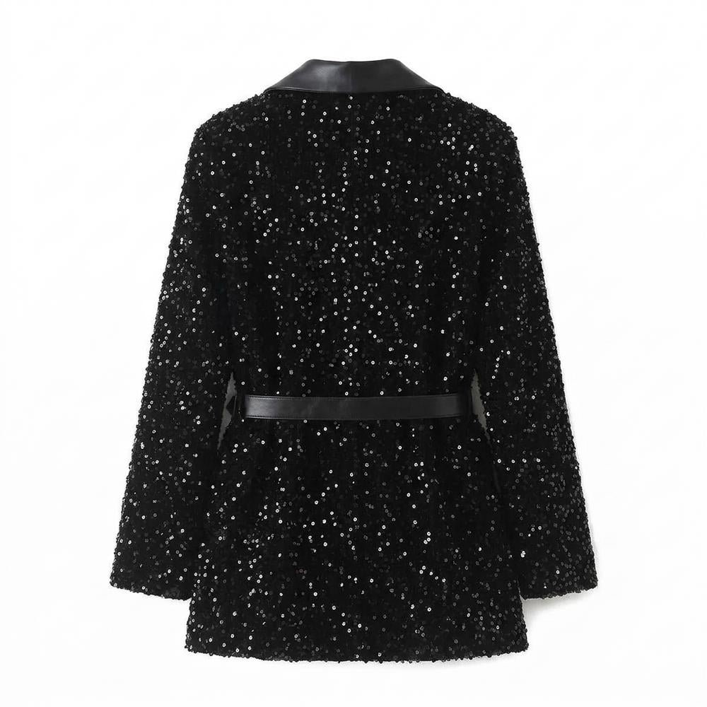 Allsaints Leather - Arlor | Sequined Belted Blazer Women