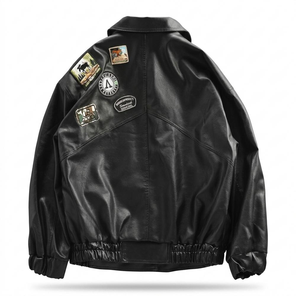 Allsaints Leather - Nivan | Patched Zip-Up Leather Jacket Men
