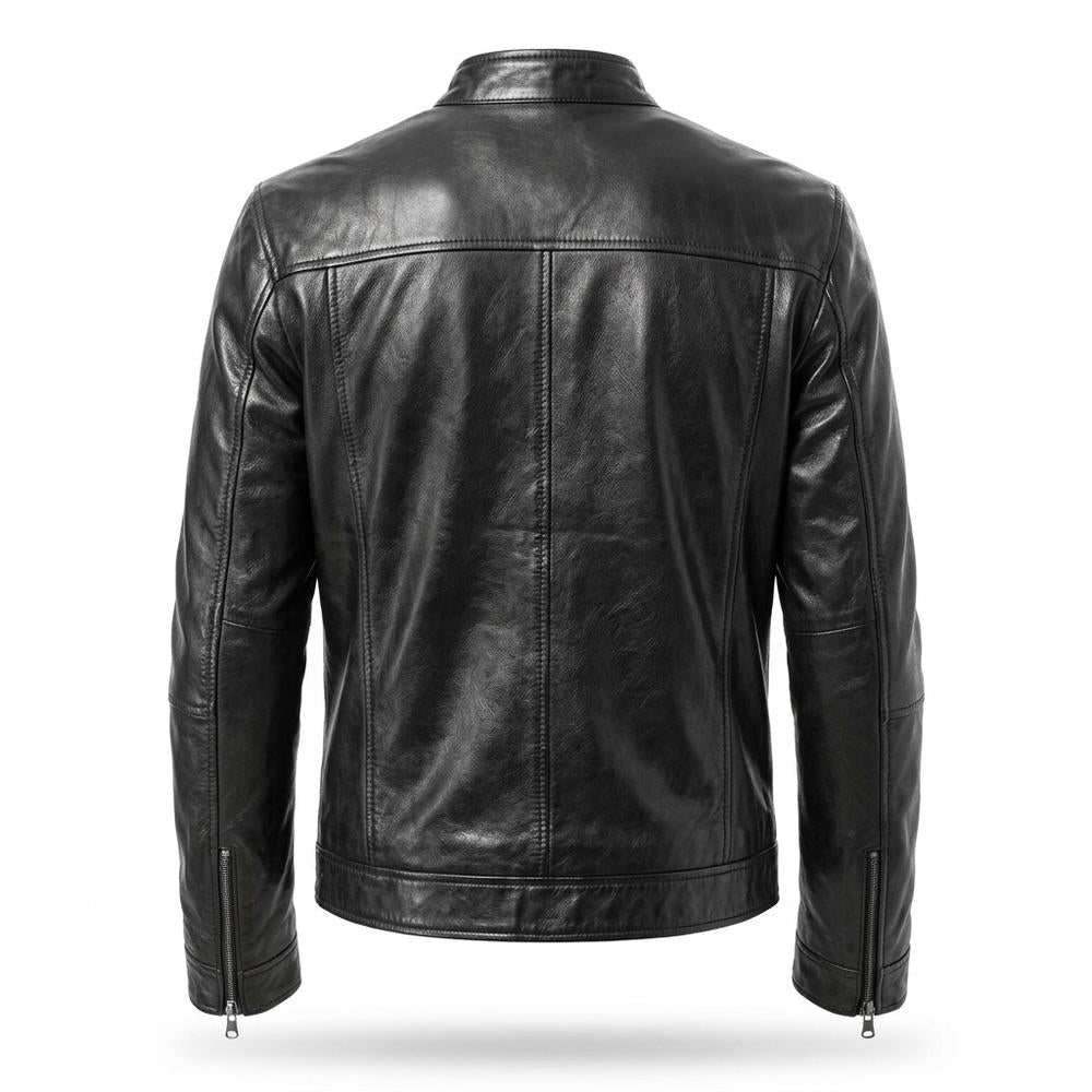 Allsaints Leather - Maver | Zippered Stand-Collar Leather Jacket Men