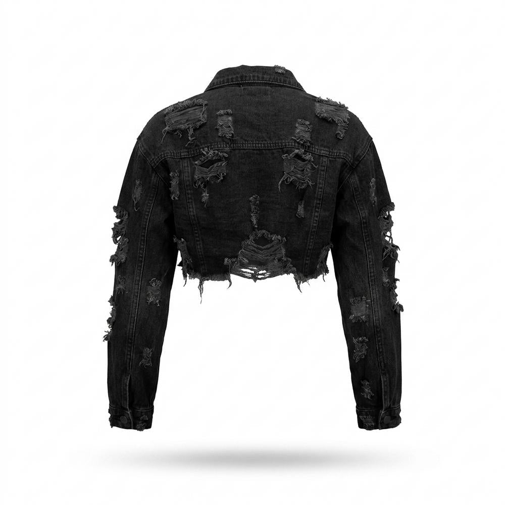 Allsaints Leather - Zasol | Cropped Distressed Denim Jacket Women