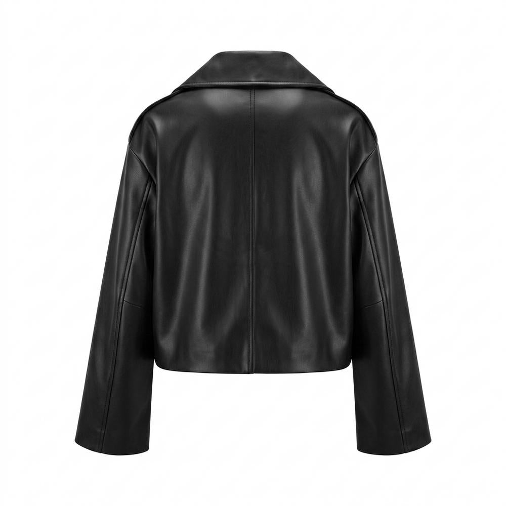 Allsaints Leather - Tiran | Cropped Double-Breasted Leather Jacket Women