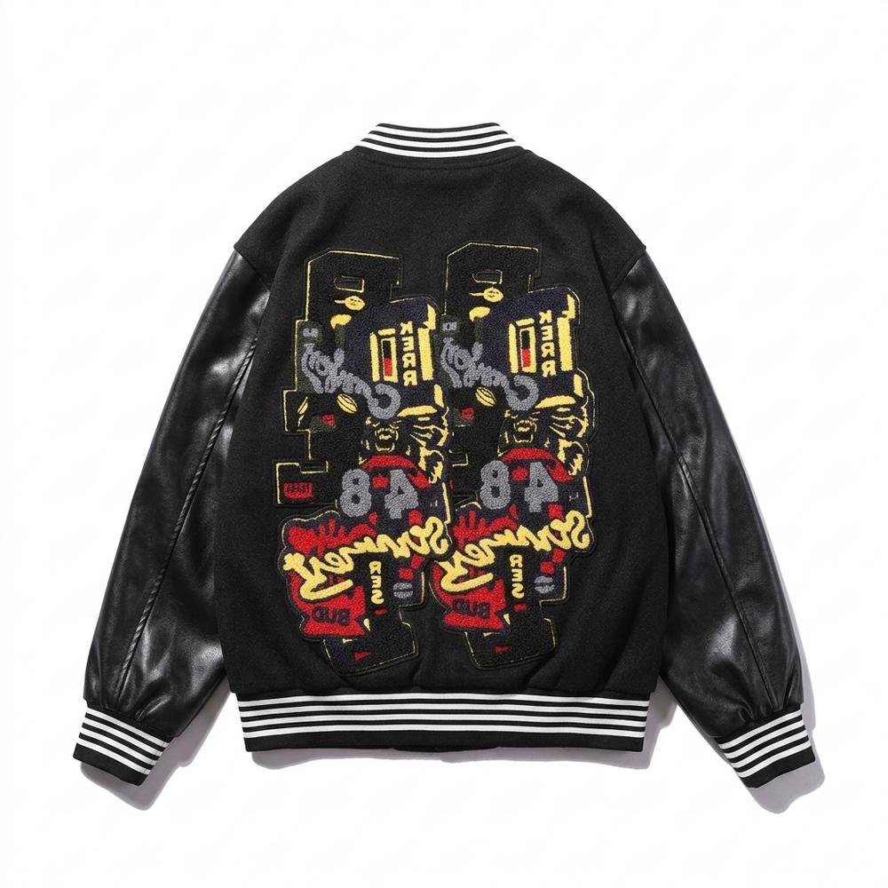 Allsaints Leather - Zamor | Embroidered Leather-Sleeved Jacket Unisex