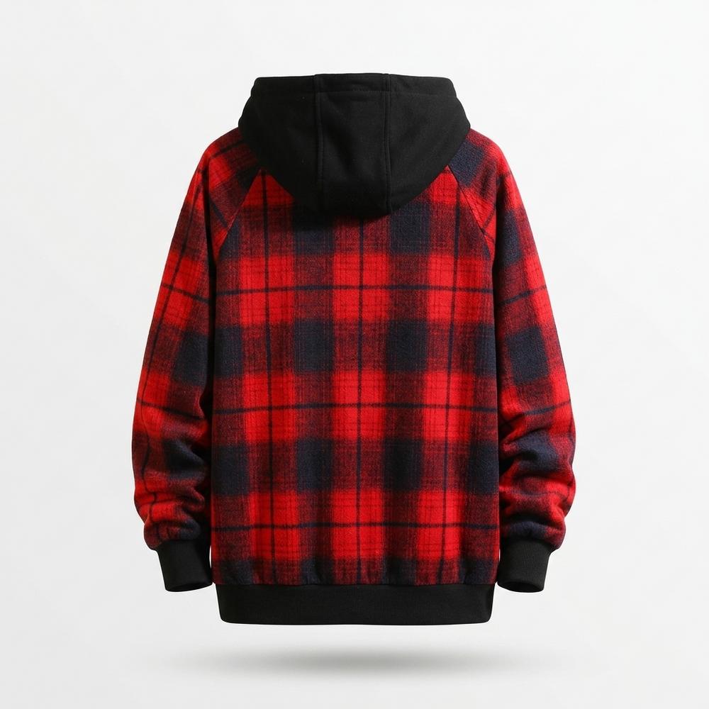Allsaints Leather - Veron | Plaid Quarter-Zip Hoodie Men