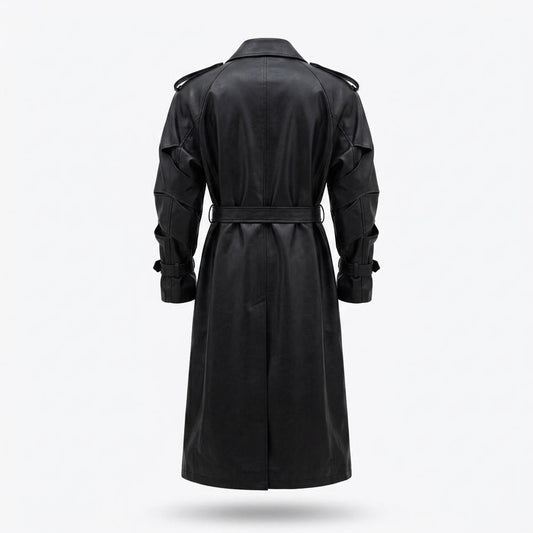 Allsaints Leather - Senav | Double-Breasted Belted Coat Unisex