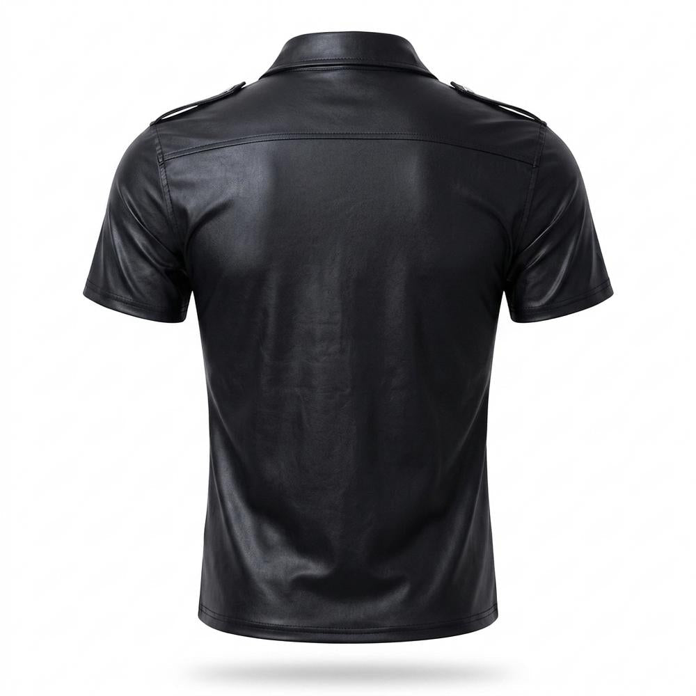 Allsaints Leather - Risol | Faux Leather Short-Sleeved Shirt Men