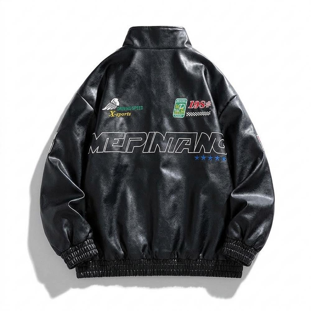 Allsaints Leather - Dalar | Embroidered Zip-Up Leather Jacket Unisex