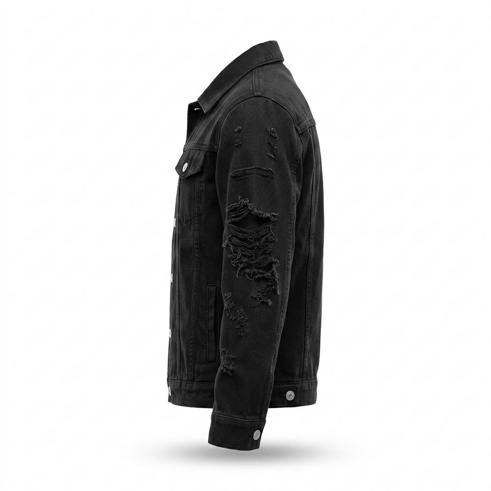Allsaints Leather - Lasil | Distressed Button-Front Denim Jacket Unisex