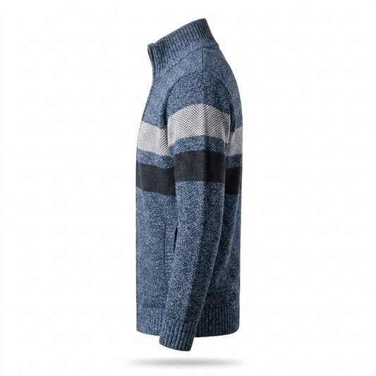 Allsaints Leather - Lunem | Zip-Up Striped Knit Cardigan Men