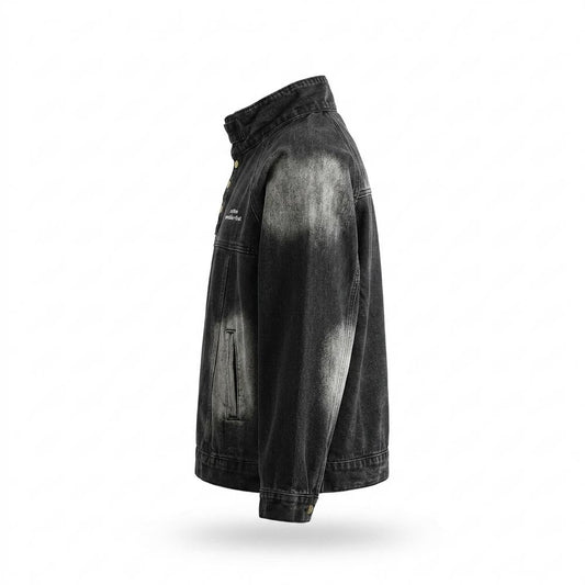 Allsaints Leather - Kadan | Washed High-Collar Denim Jacket Unisex
