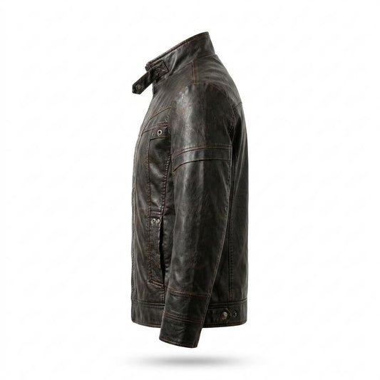 Allsaints Leather - Yefim | Stand-Collar Zip-Up Leather Jacket Men
