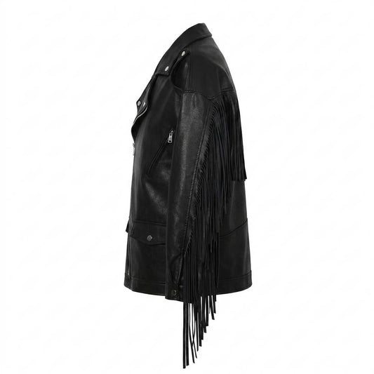 Allsaints Leather - Aukod | Fringed Asymmetrical Leather Jacket Unisex