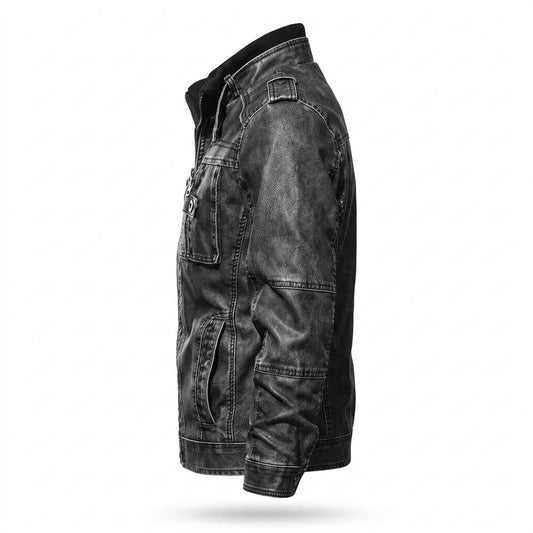 Allsaints Leather - Varel | Zip-Up Stand-Collar Leather Jacket Men