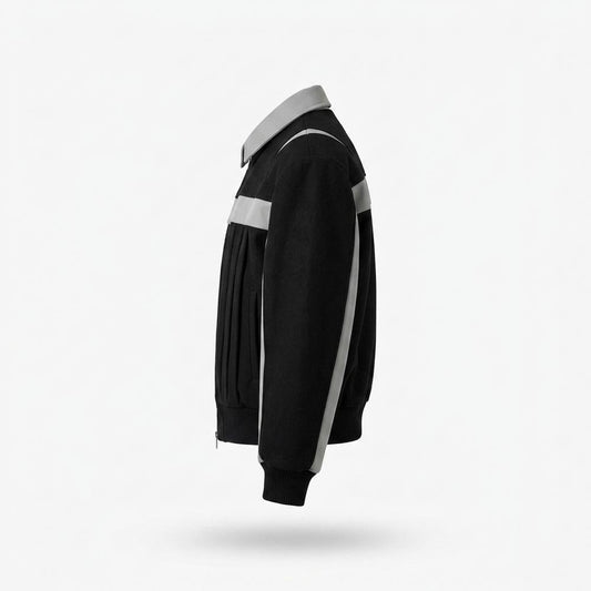 Allsaints Leather - Viran | Color-Block Pleated Jacket Men