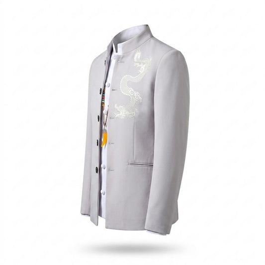 Allsaints Leather - Cavin | Embroidered Stand-Up Collar Suit Men