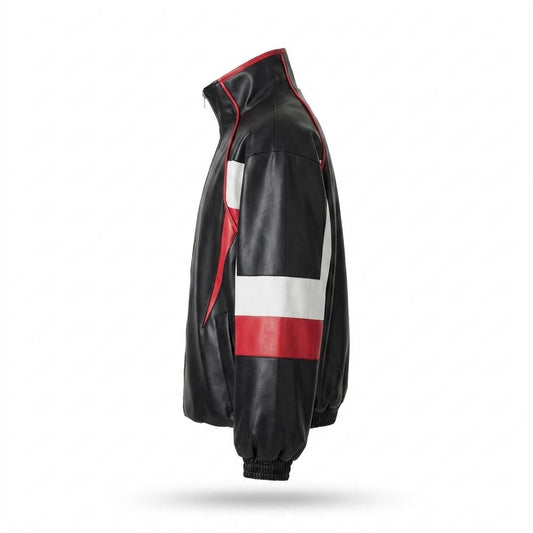 Allsaints Leather - Yuket | Color-Block Zip-Up Leather Jacket Unisex