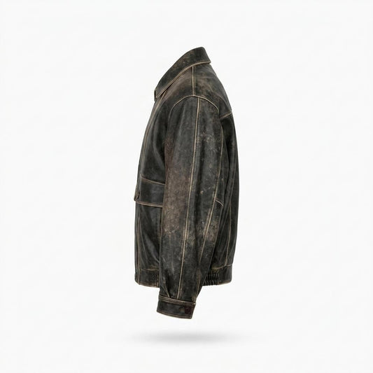 Allsaints Leather - Sesol | Patinated Oversized Leather Jacket Unisex