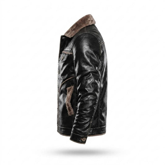 Allsaints Leather - Luzer | Sherpa-Lined Button-Front Leather Jacket Men