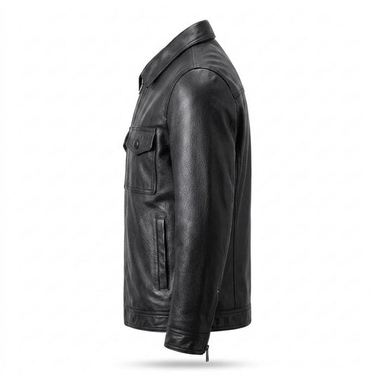 Allsaints Leather - Calom | Zippered Collared Leather Jacket Men