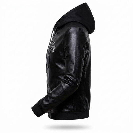 Allsaints Leather - Aowev | Hooded Zip-Up Leather Jacket Men