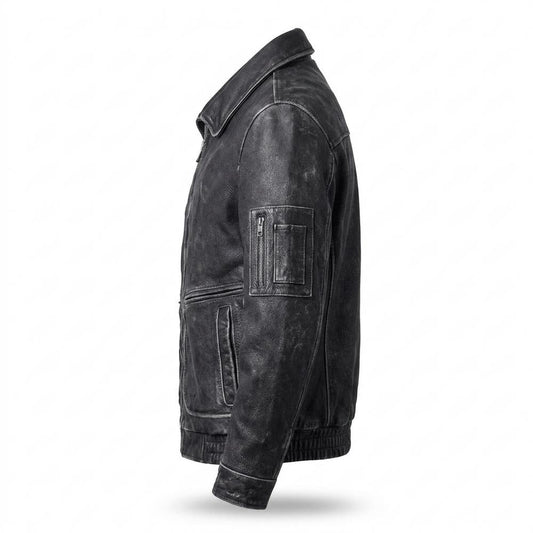 Allsaints Leather - Kofiv | Grained Zipped Leather Jacket Men