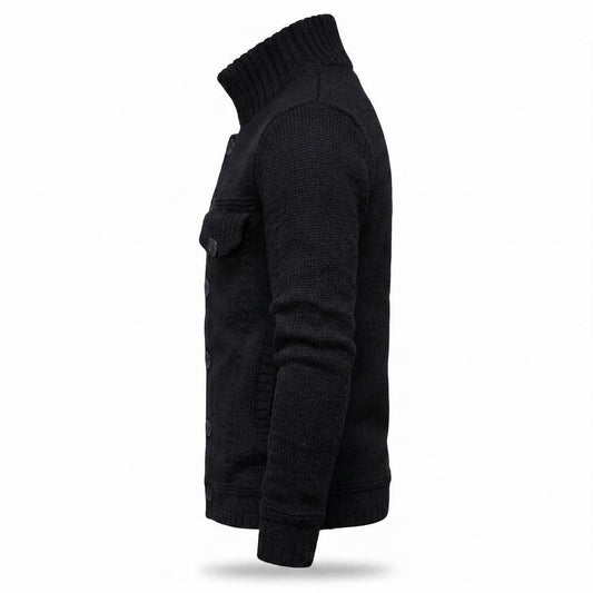 Allsaints Leather - Detar | Stand-Collar Button-Up Knit Cardigan Men