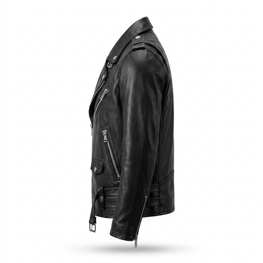 Allsaints Leather - Seken | Asymmetrical Belted Leather Jacket Men