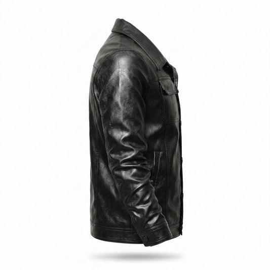 Allsaints Leather - Ninor | Button-Front Collared Leather Jacket Men