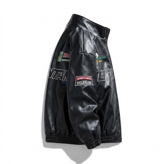 Allsaints Leather - Dalar | Embroidered Zip-Up Leather Jacket Unisex