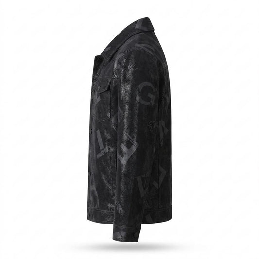 Allsaints Leather - Zesil | Printed Textured Leather Jacket Men