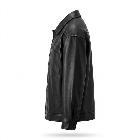 Allsaints Leather - Vusor | Button-Front Straight-Cut Leather Jacket Men