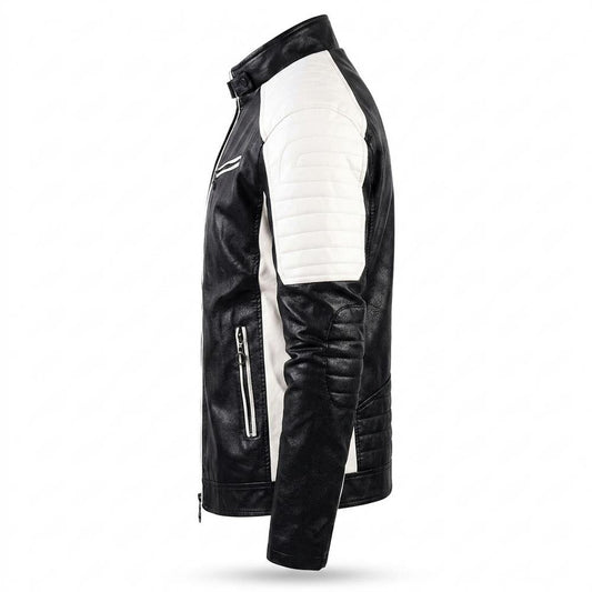 Allsaints Leather - Zevar | Two-Tone Fleece-Lined Leather Jacket Men