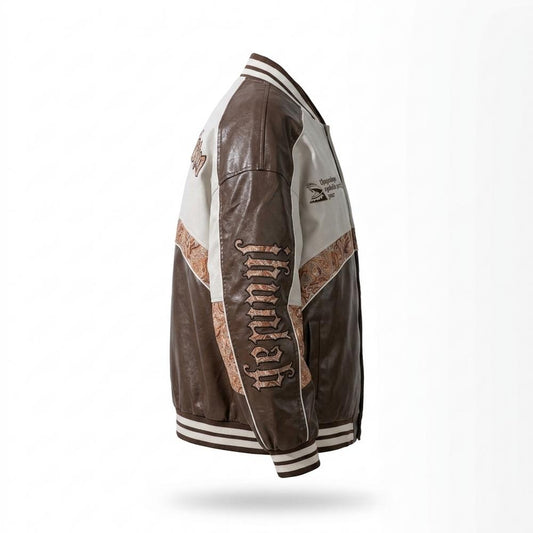Allsaints Leather - Yufak | Embroidered Paneled Jacket Unisex