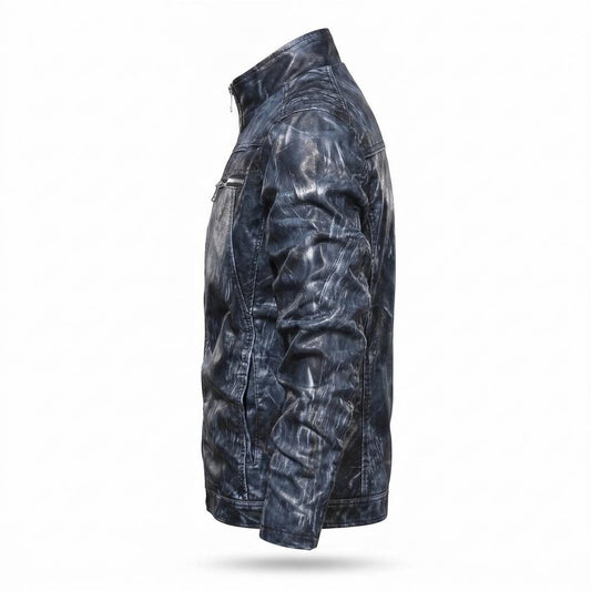 Allsaints Leather - Rirev | Distressed Zip-Up Leather Jacket Men